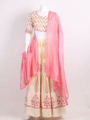 Floral Printed Cotton Choli With Lehenga & Dupatta