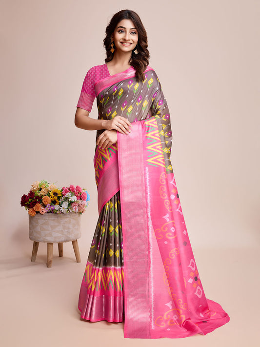 Patola Zari Border Art Silk Woven Saree