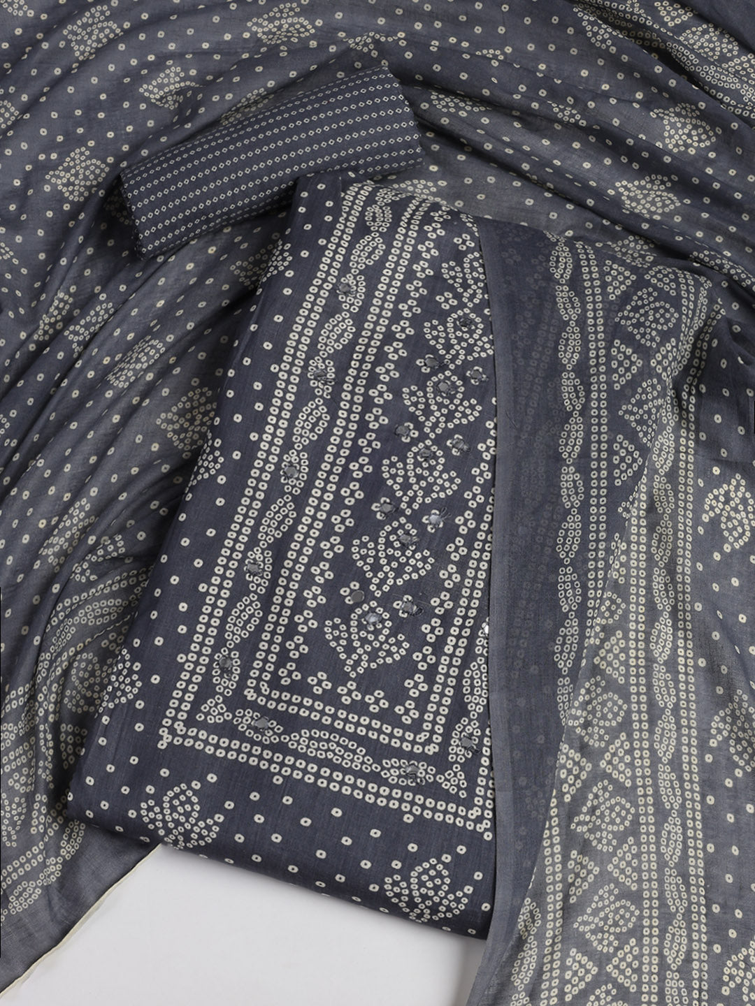 Printed Cotton Blend Unstitched Suit With Dupatta