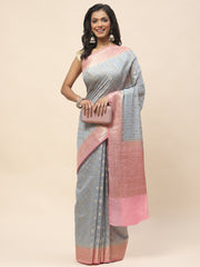 Zari Border Booti Woven Cotton Saree