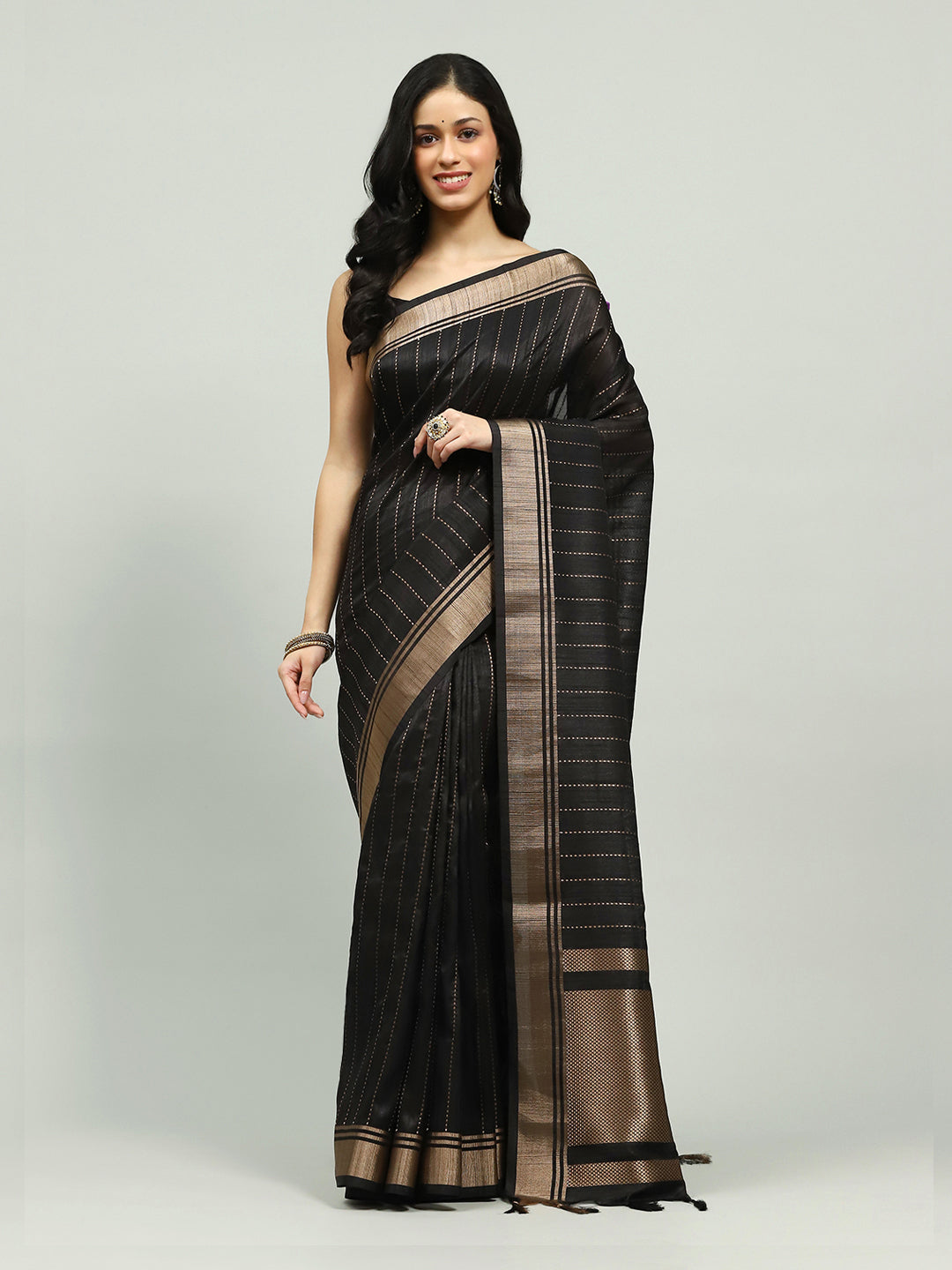 Embroidered Border Booti Art Silk Saree