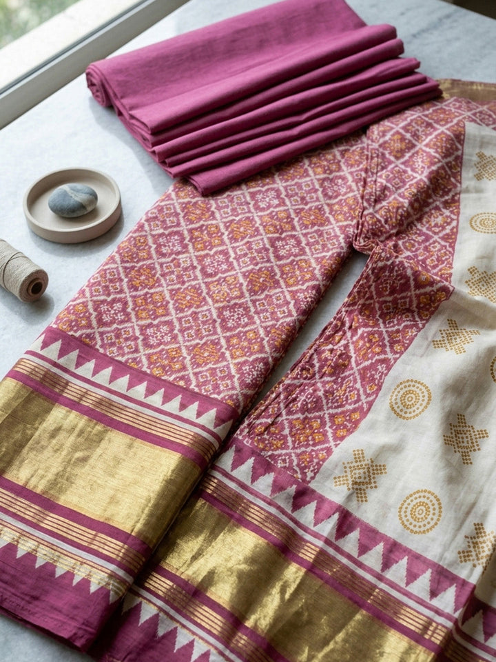 Embroidered Art Silk Unstitched Suit With Pant &amp; Dupatta