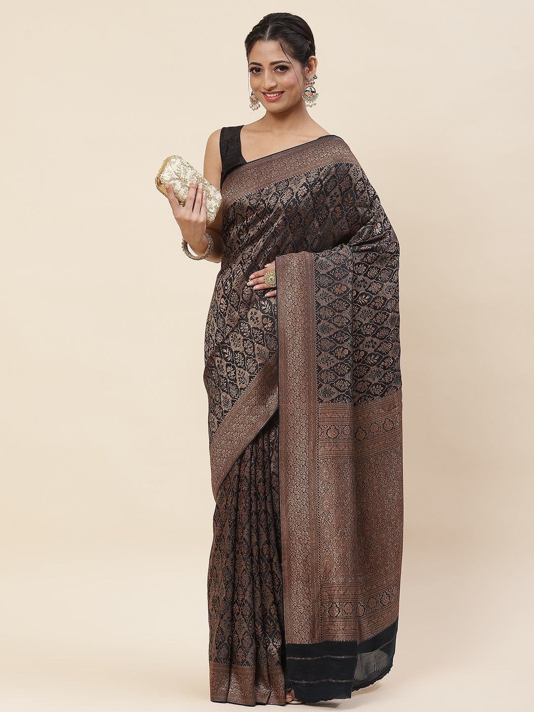 Zari Jaal Woven Crepe Saree