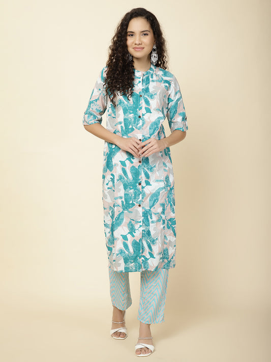 Abstract Printed Cotton Kurta With Pants