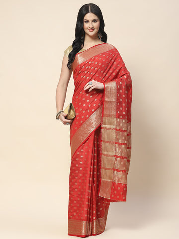 Zari Border Booti Woven Handloom Saree