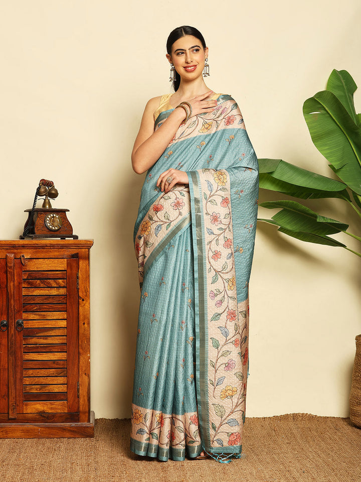 Printed Tussar Saree