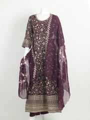 Sequins Embroidery Art Silk Kurta With Churidar And Dupatta