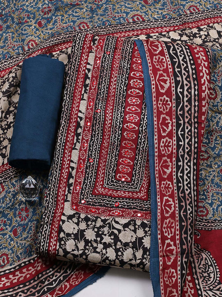 Printed Muslin Unstitched Suit With Pant &amp; Dupatta