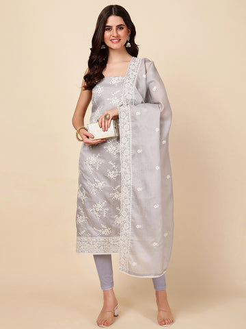 Embroidery Kota Cotton Unstitched Suit With Dupatta