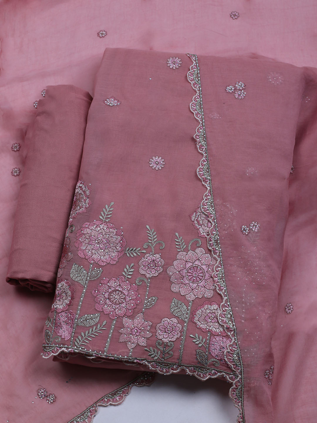 Embroidered Cotton Blend Unstitched Suit With Dupatta