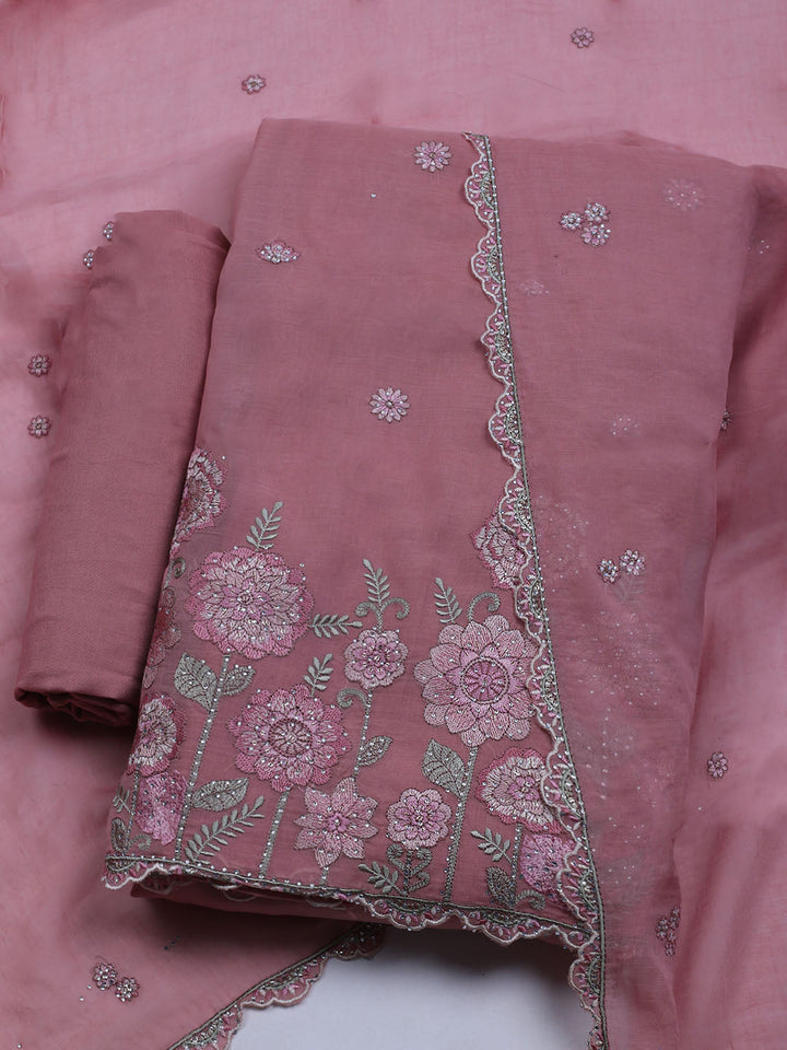 Embroidered Cotton Blend Unstitched Suit With Dupatta