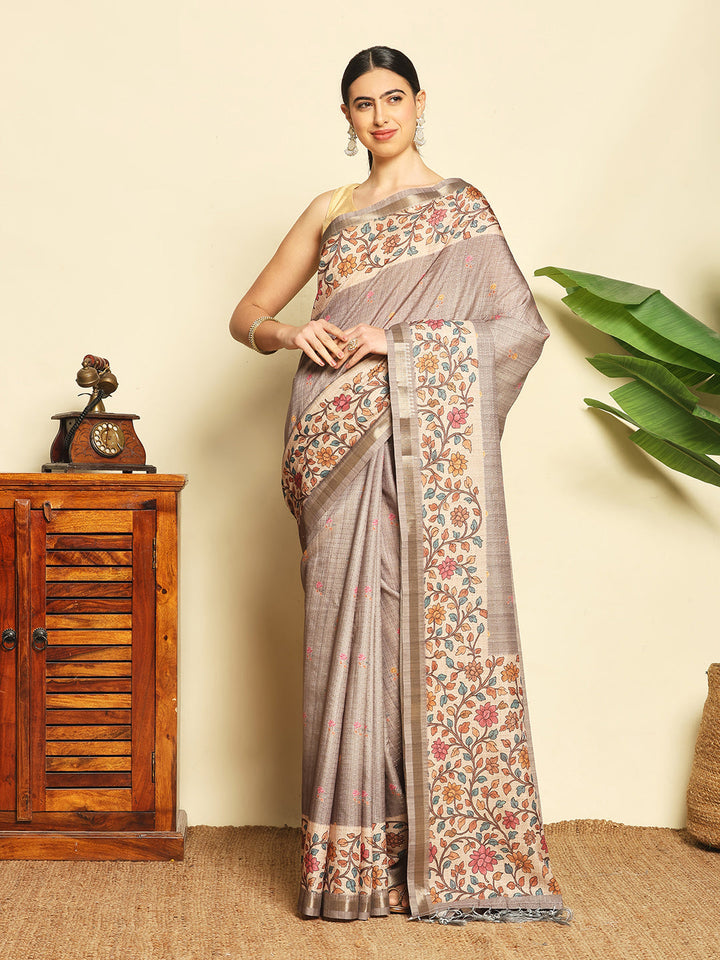 Printed Tussar Saree
