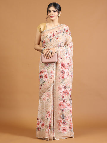 Printed & Stone Work Georgette Saree