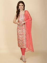 Neck Patti Printed Cotton Unstitched Suit Piece With Dupatta