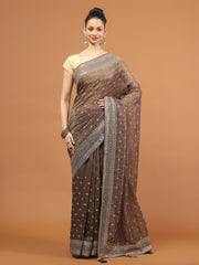 Sequence Embroidery Tissue Saree