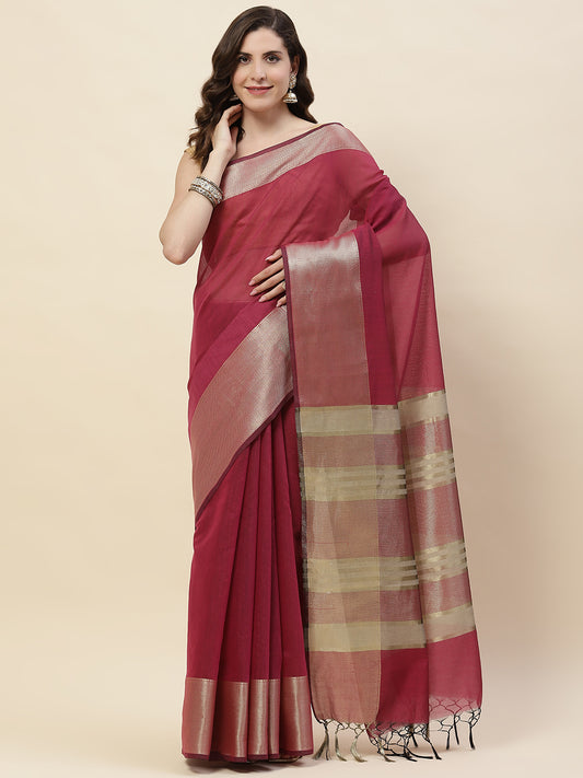 Zari Border Cotton Woven Saree