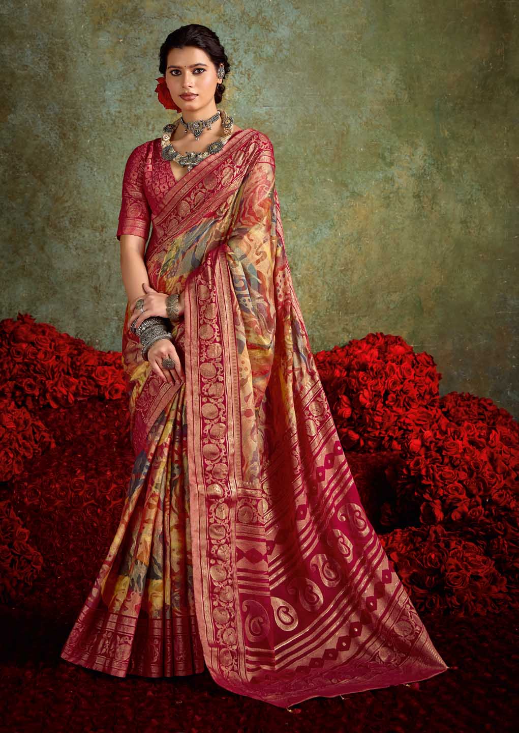 Abstract Print Georgette Saree