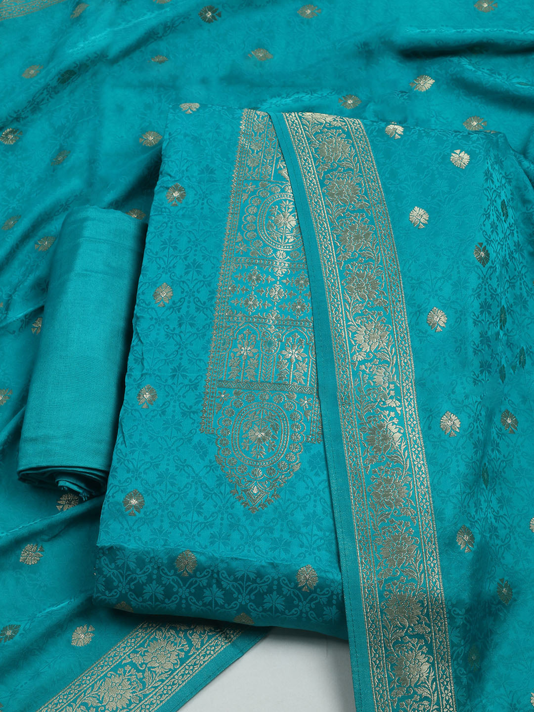 Woven Design Chanderi Unstitched Suit With Dupatta