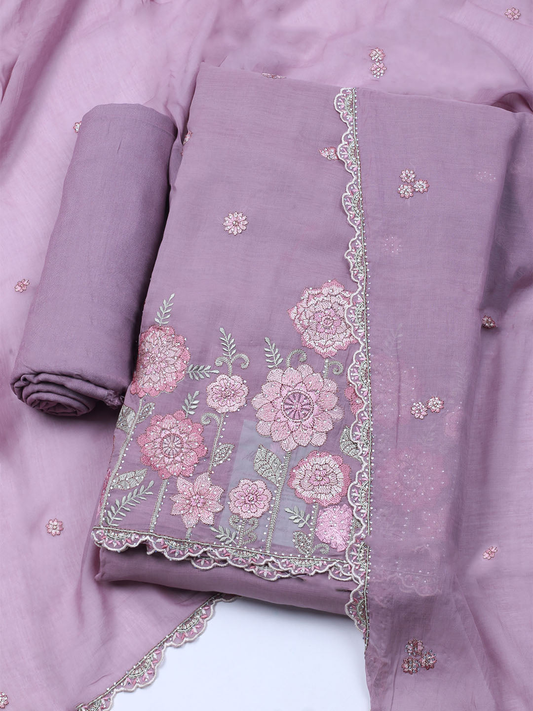 Embroidered Cotton Blend Unstitched Suit With Dupatta