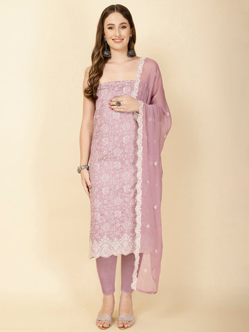 All Over Embroidery Cotton Unstitched Suit Piece With Dupatta