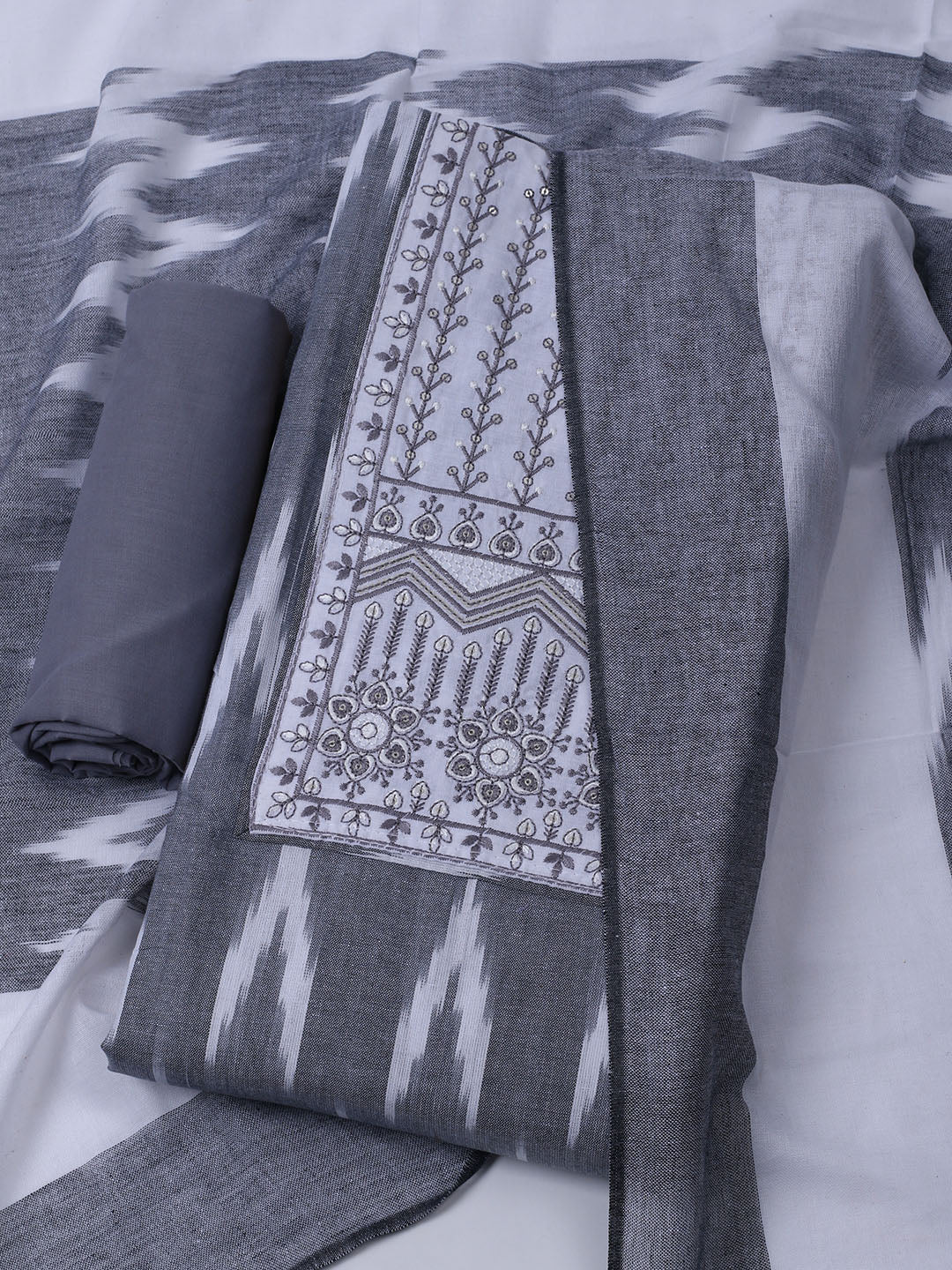 Printed Cotton Blend Unstitched Suit With Dupatta