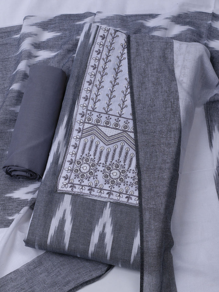 Printed Cotton Blend Unstitched Suit With Dupatta