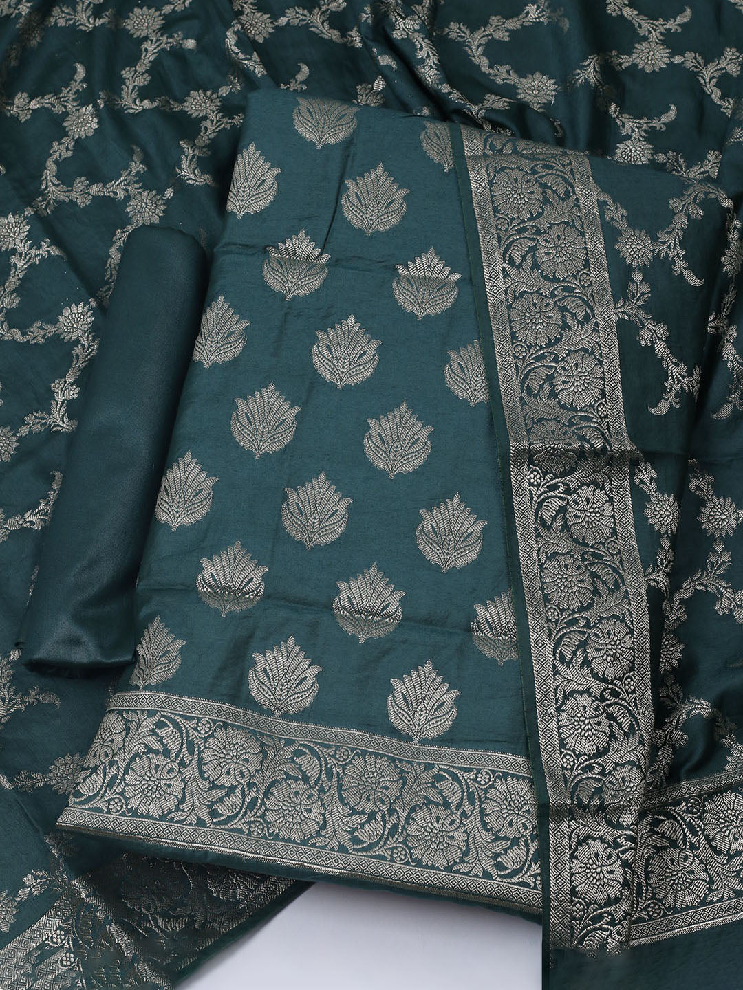 Woven Chanderi Unstitched Suit With Dupatta