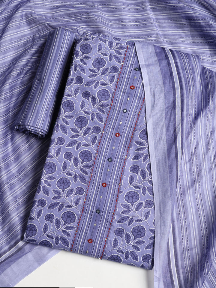 Printed Cotton Printed Unstitched Suit With Dupatta