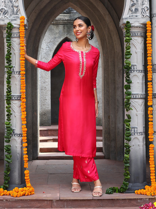 Neck Embroidery Handloom Kurti With Pants