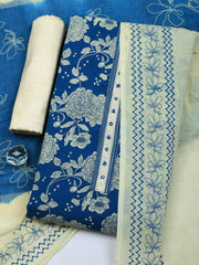 Printed Cotton Unstitched Suit With Pant & Dupatta