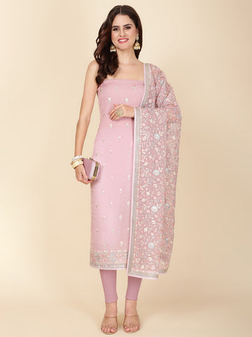 Embroidered Chiffon Unstitched Suit Piece With Dupatta