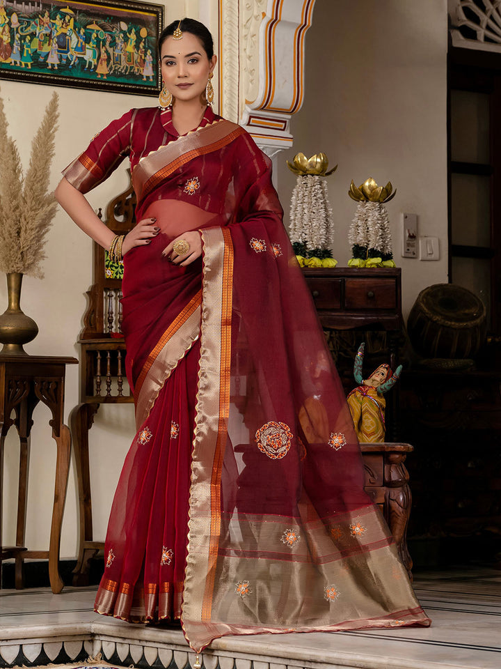 Woven Design Linen Saree