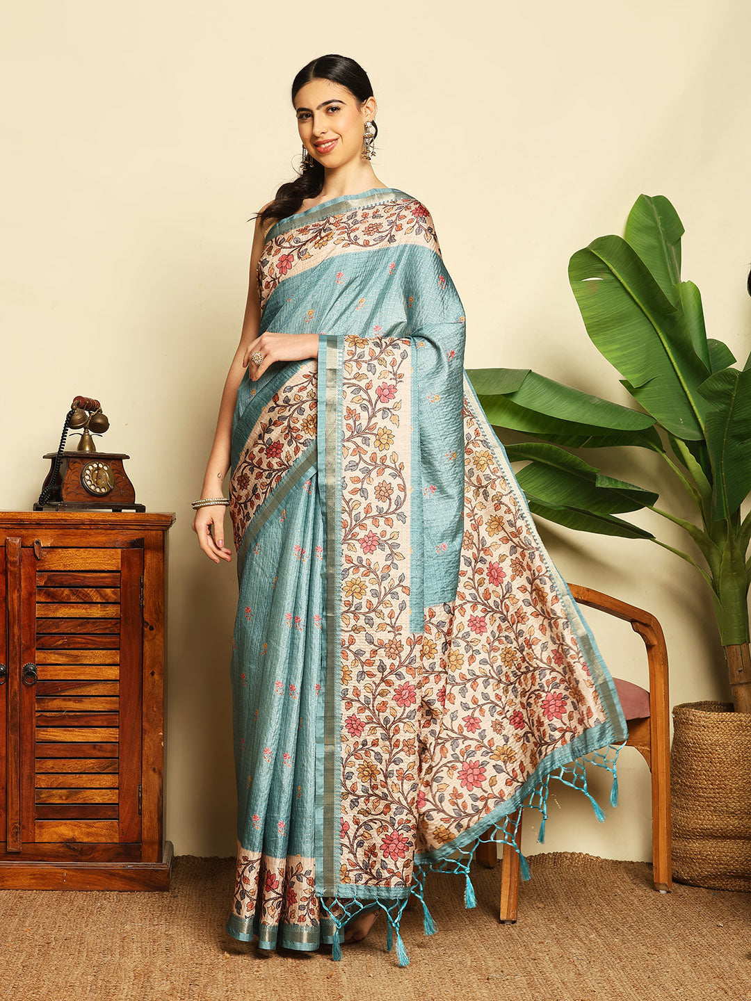 Printed Tussar Saree