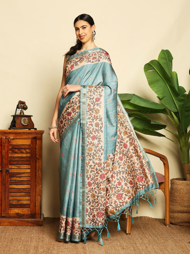 Printed Tussar Saree