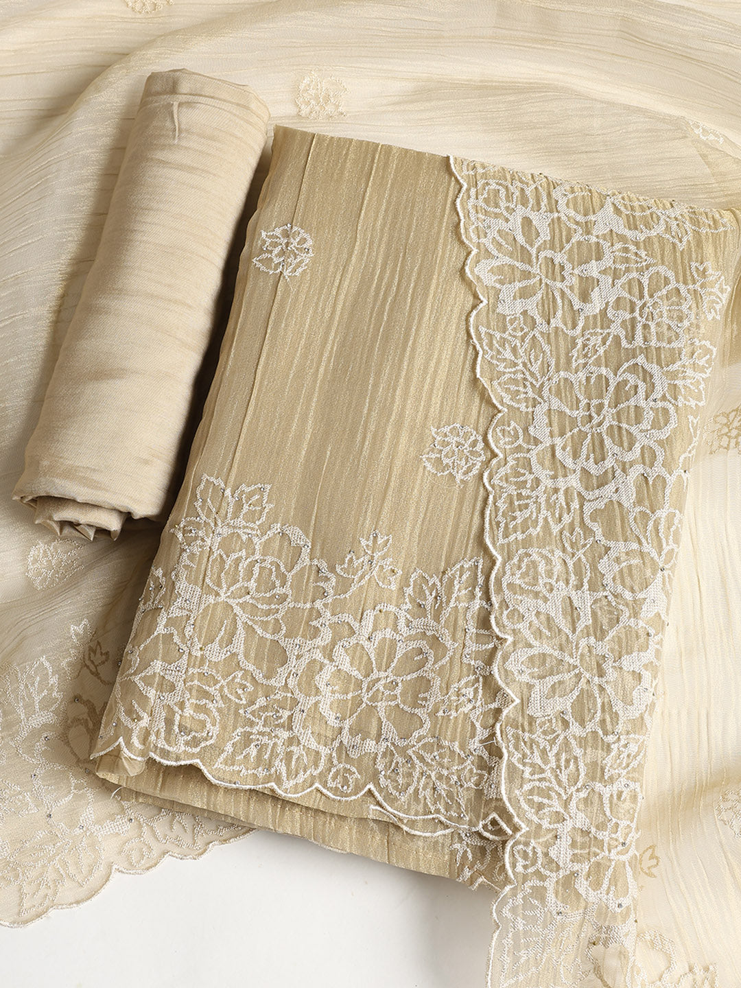 Embroidered Tissue Unstitched Suit With Dupatta