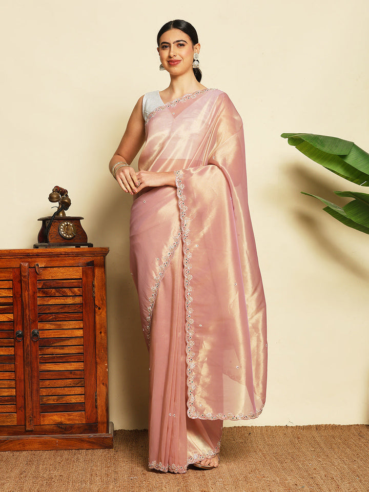 Embroidered Tissue Saree