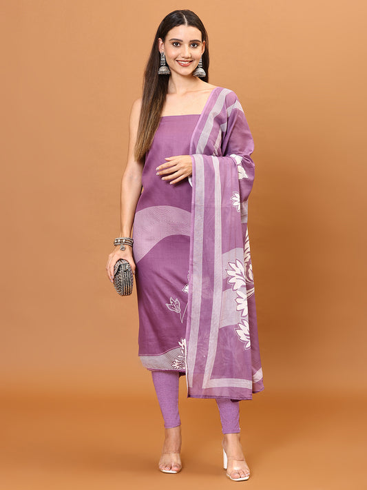 Printed Muslin Unstitched Suit Piece With Dupatta