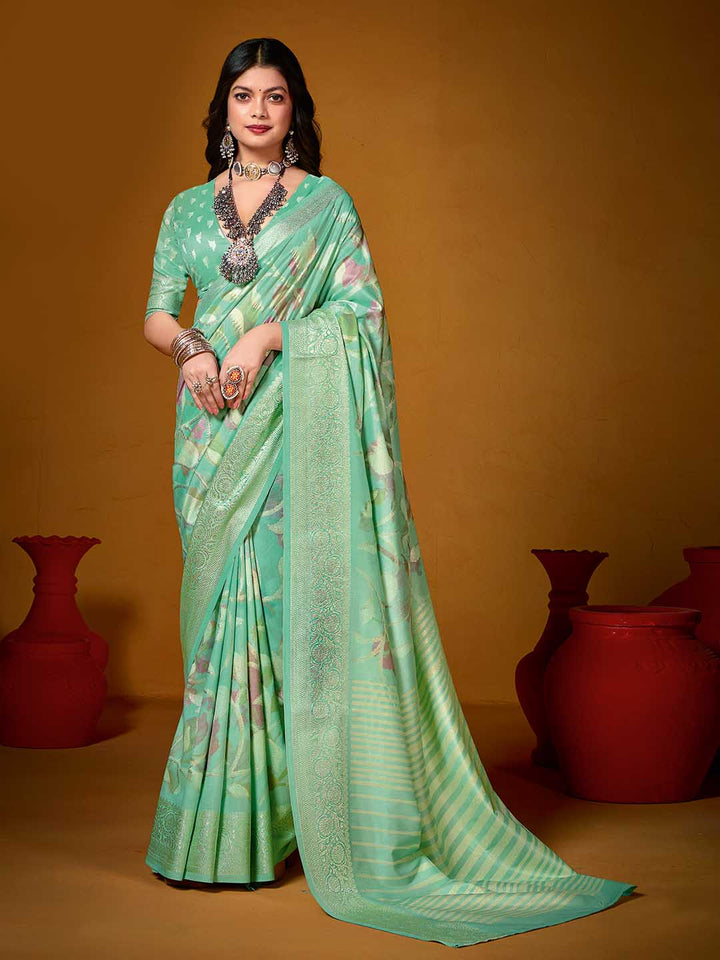 Floral Printed Art Silk Woven Saree