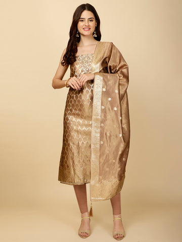 Woven Tissue Unstitched Suit Piece With Dupatta