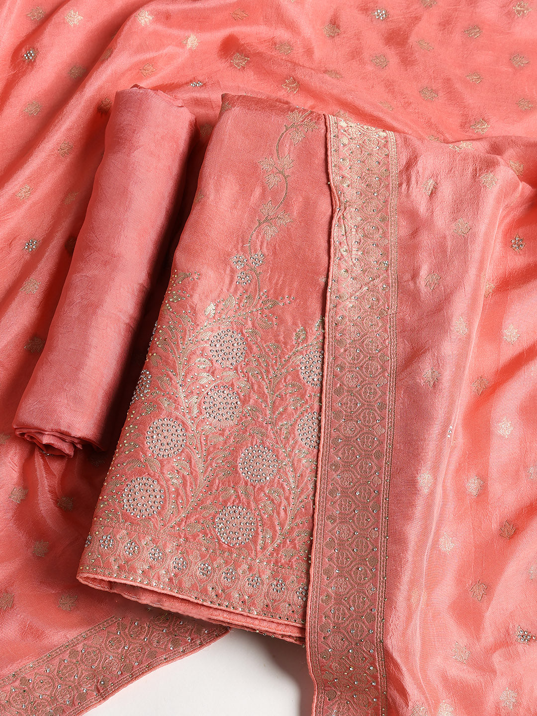Banarasi Art Silk Unstitched Suit With Dupatta
