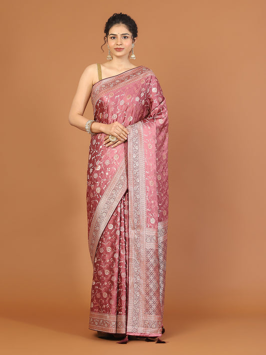 Stone Work Satin Woven Saree