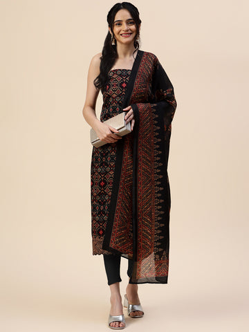 Printed Cotton Unstitched Suit Piece With Dupatta