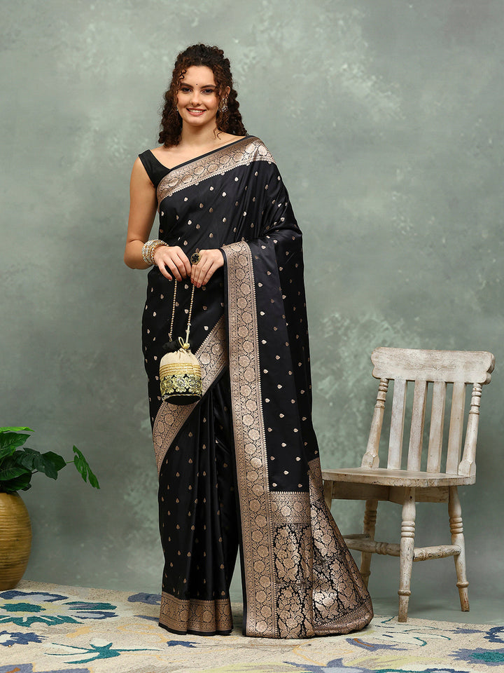 Zari Border Booti Art Silk Woven Saree