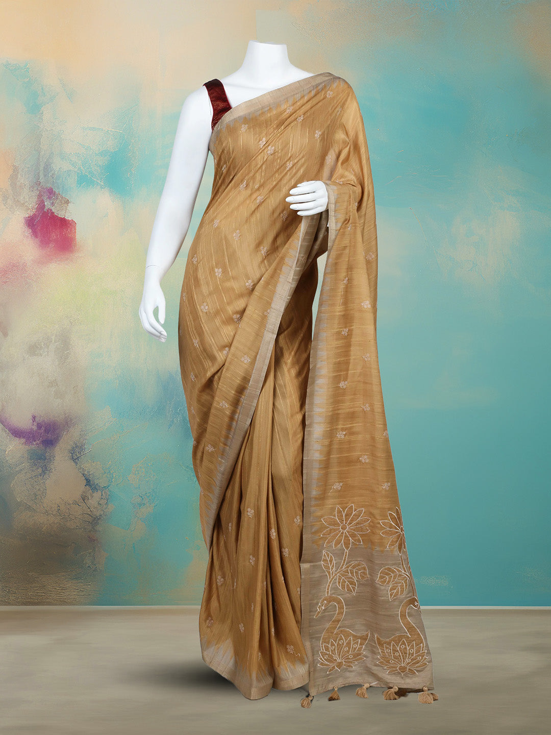 Printed &amp; Embroidered Booti Art Silk Saree
