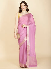 Plain Zari Border Crepe Saree