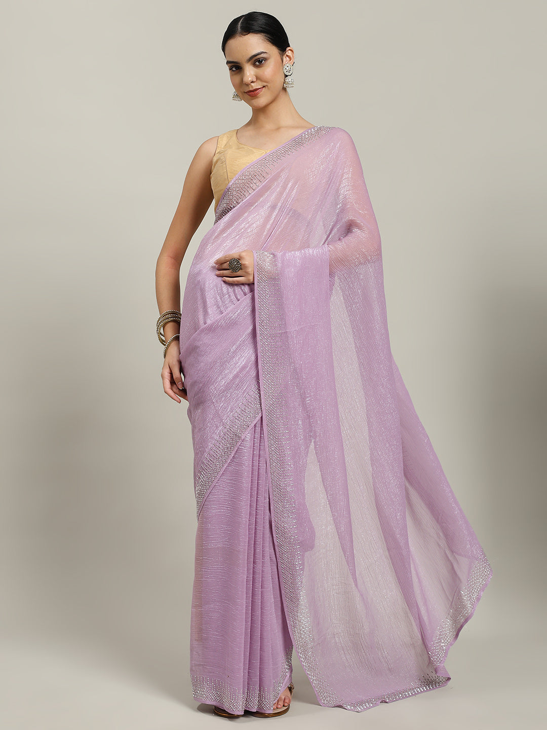 Cutdana Embroidered Chiffon Saree