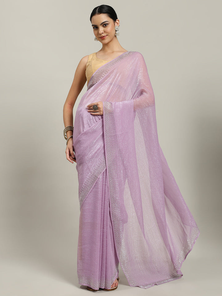 Cutdana Embroidered Chiffon Saree