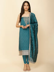 Neck Embroidered Handloom Unstitched Suit Piece With Dupatta