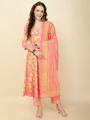 Printed Cotton Suit Set With Dupatta