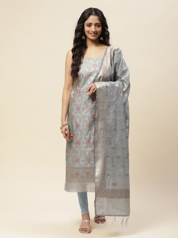 Woven Chanderi Unstitched Suit With Dupatta